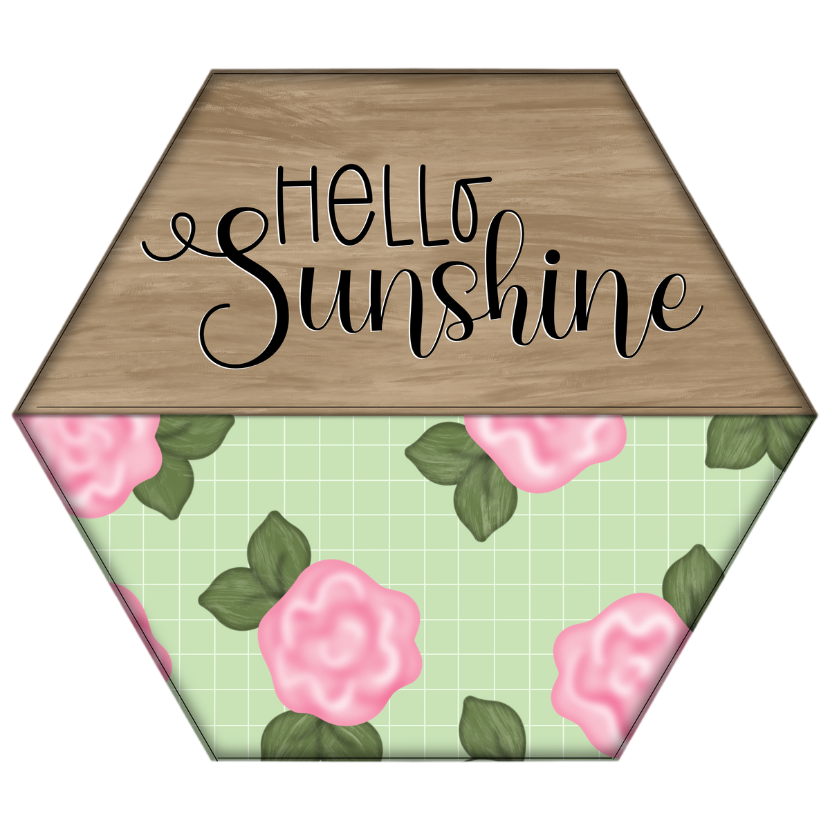WHD Hello Sunshine Floral Hexagon Frame Home Creations Milling & Signage