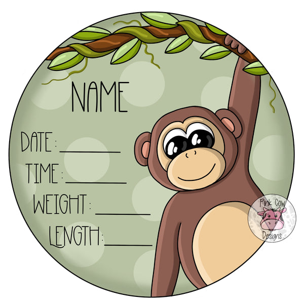 PCD Monkey Birth Announcement Round