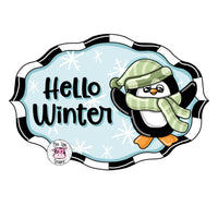 PCD Hello Winter Penguin Plaque