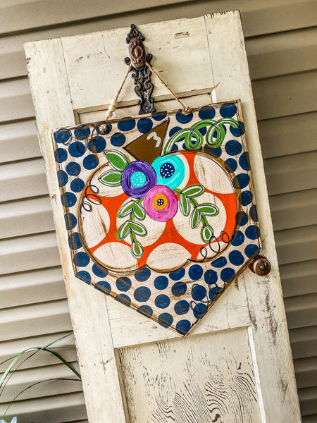 DDS Floral Pumpkin Plaque