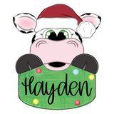 WHD Christmas Hat Cow Name Tag Sign