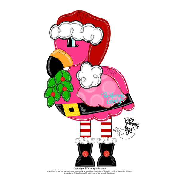 RLY Christmas Flamingo Ribbon Legs