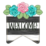 WHD Floral Striped Welcome Banner Flag