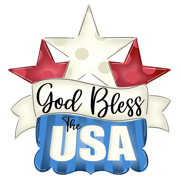 WHD God Bless The USA Star Trio Banner Home Creations Milling Signage Whd god bless the usa star trio banner home creations milling signage