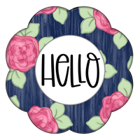 WHD Hello Floral Background Scalloped Frame