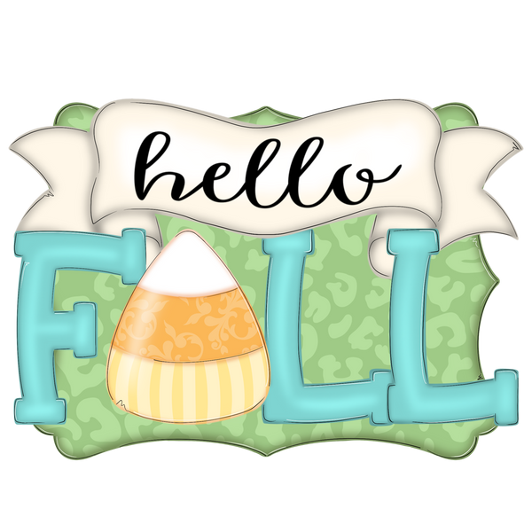 WHD Hello Fall Candy Corn Banner Frame