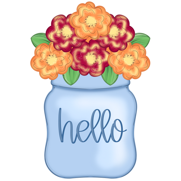 WHD Hello Fall Mums Mason Jar