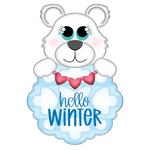 WHD Hello Winter Polar Bear Snowflake Frame