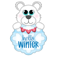 WHD Hello Winter Polar Bear Snowflake Frame