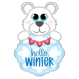 WHD Hello Winter Polar Bear Snowflake Frame