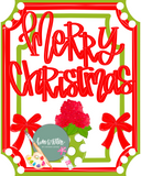 HHJ Red and Green Merry Christmas Hydrangea Vase