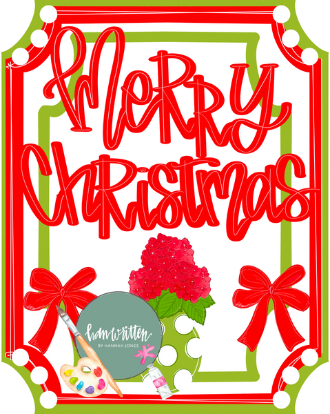 HHJ Red and Green Merry Christmas Hydrangea Vase