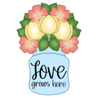 WHD Love Grows Here Floral Mason Jar