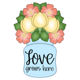 WHD Love Grows Here Floral Mason Jar