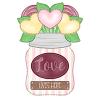 WHD Love Lives Here Heart Trio Mason Jar