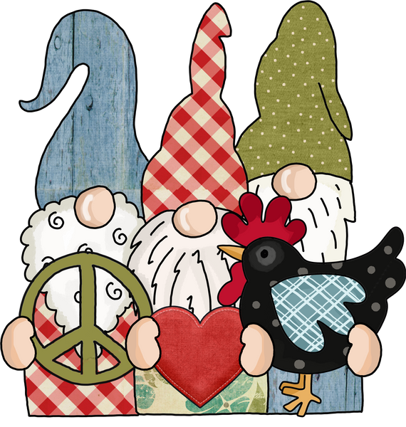 Peace Love Chickens Gnomes