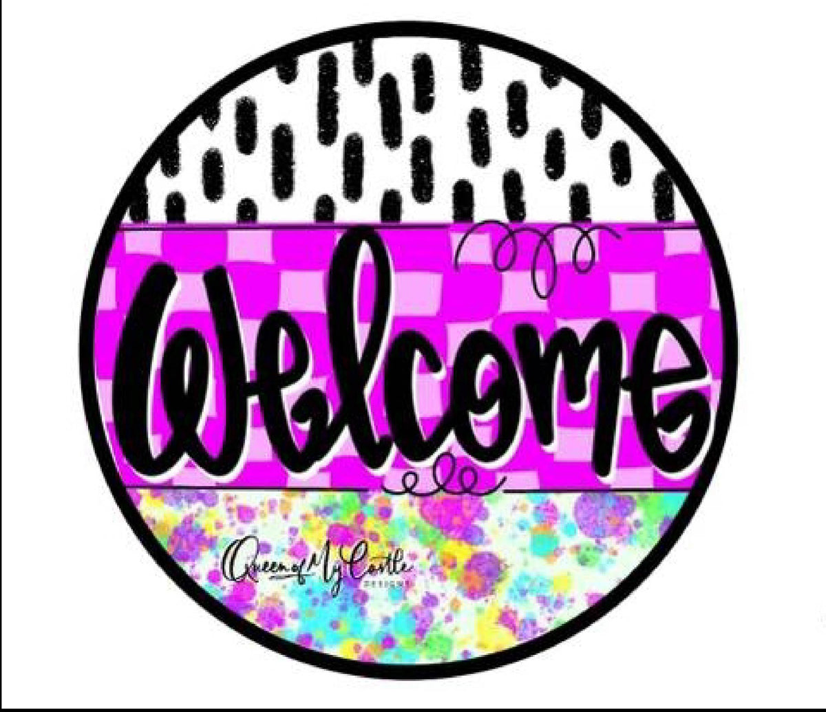 QMC Welcome Checkered Round – Home Creations Milling & Signage