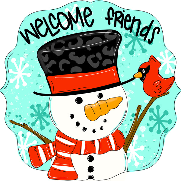 CRG Welcome Friends Snowman Plaque