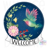 WHD Welcome Hummingbird Round Banner