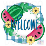 WHD Welcome Watermelon Quatrefoil Frame