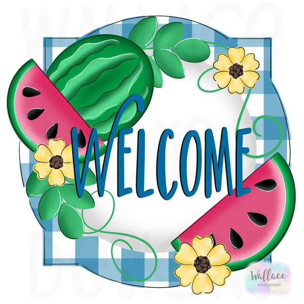 WHD Welcome Watermelon Quatrefoil Frame