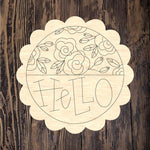 ASH Floral Hello Scalloped Circle