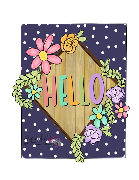 WWW Hello Floral Plaque