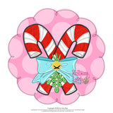 RLY Candy Cane Bow Scallop Circle