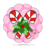 RLY Candy Cane Greenery Scallop Circle