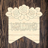 WHD Floral Striped Welcome Banner Flag