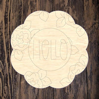 WHD Hello Floral Background Scalloped Frame