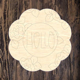 WHD Hello Floral Background Scalloped Frame