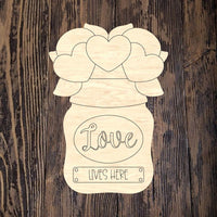 WHD Love Lives Here Heart Trio Mason Jar