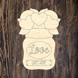 WHD Love Lives Here Heart Trio Mason Jar