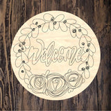 WWW Welcome Laurel Flower Round