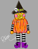 WWW Witch Jack O Lantern Ribbon Legs
