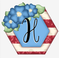 WHD Patriotic Floral Hexagon Frame