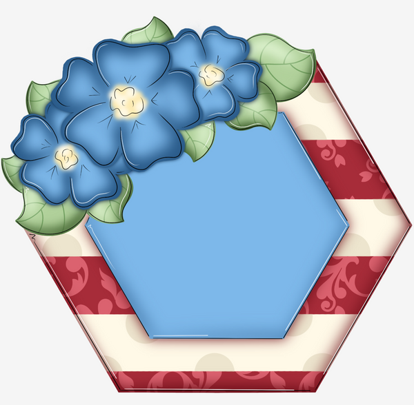 WHD Patriotic Floral Hexagon Frame