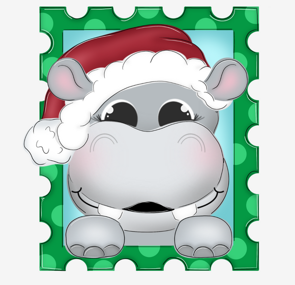 WHD Christmas Hippo Stamp