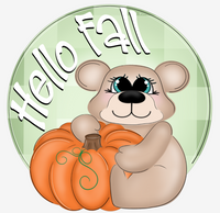WHD Hello Fall Pumpkin Bear Round