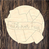 WHD Faith Over Fear Ribbon Cross Round