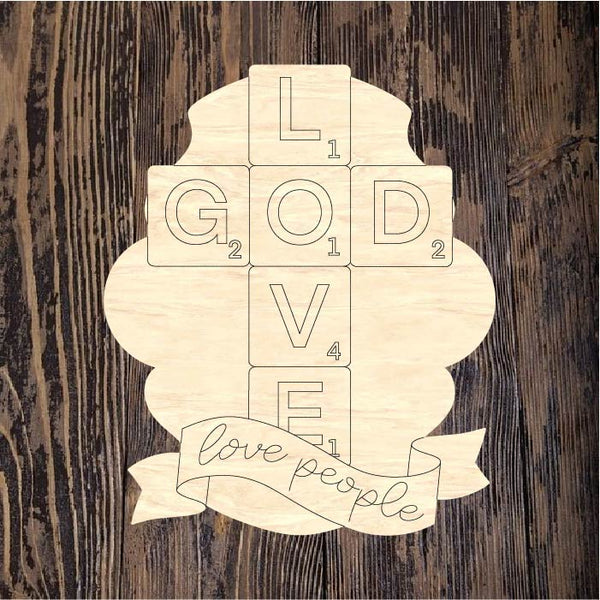 WHD Love God Love People Scrabble Frame