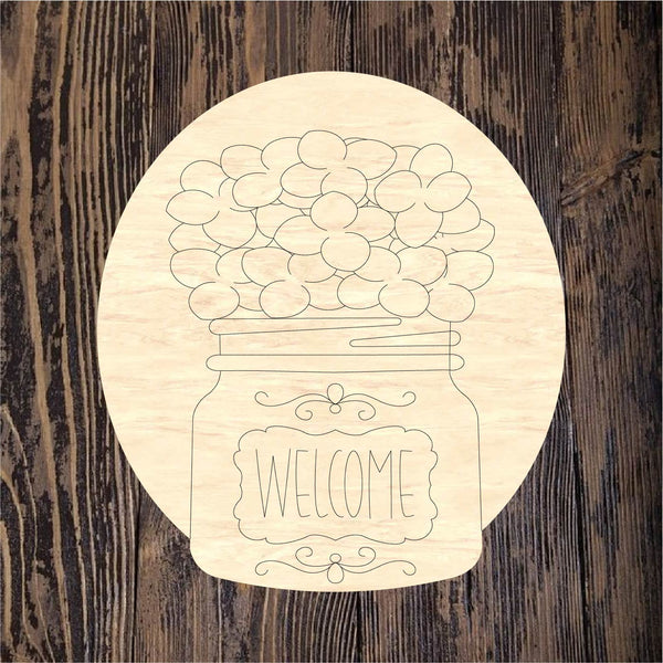 WHD Welcome Hydrangeas Mason Jar Oval