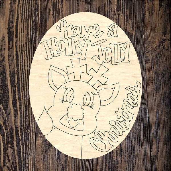 WLD Holly Jolly Reindeer Plaque