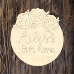 WWW Floral Bless Our Home Plaque